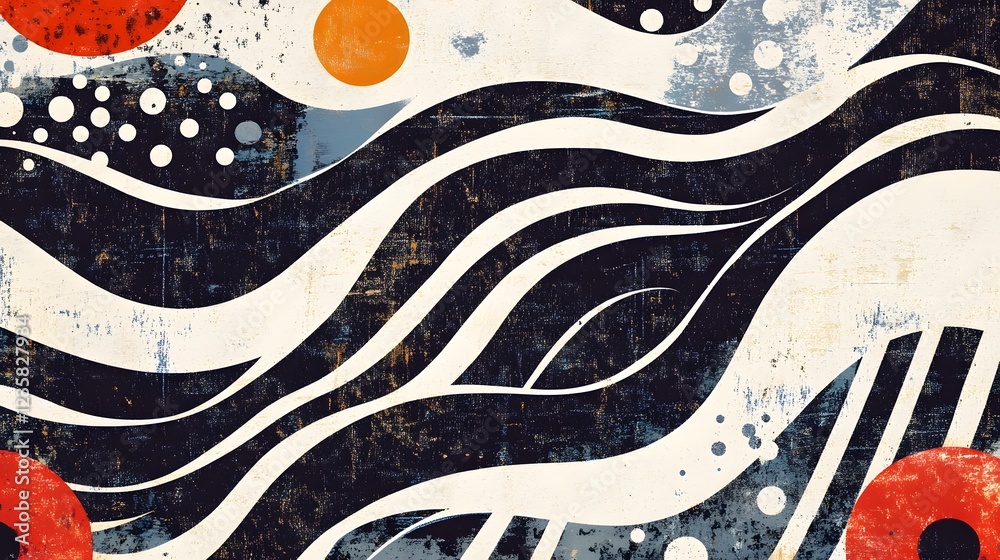 Leinwandbilder abstract minimalist geometric wave pattern with colorful fluid shapes and textures