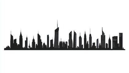 Fototapeta premium A Black and White Skyline Cityscape Illustration