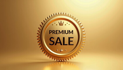 Luxurious Gold Premium Sale Seal with Stars and Crown

