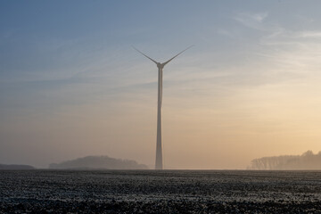 Single wind turbine on a winter day