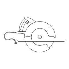 Hand drawn kids drawing vector illustration circular saw cartoon isolated