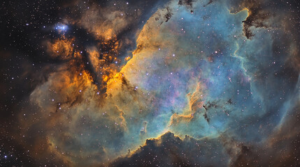 A vast and colorful cosmic nebula in deep space