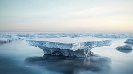 Obraz premium A glacial ice platform floats on a frozen lake
