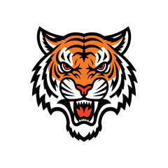 Tiger head with a fierce look on it. Vector. Illustration. Graphics