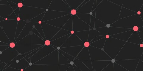 Abstract Network Graphic Featuring Interconnected Red and Gray Nodes
