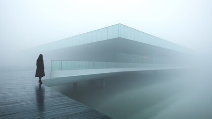 Architectural Elegance of an Osaka Mall in Fog