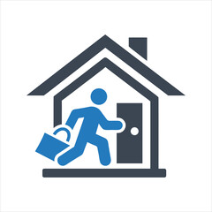 Home delivery icon. Online shopping. Leaving home icon