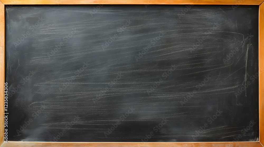 Aufkleber blank black chalkboard or blackboard with wooden frame perfect as a background for education school 