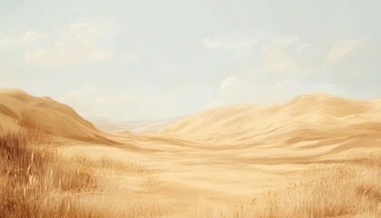 Fototapeta premium Serene Desert Landscape Under a Pale Sky