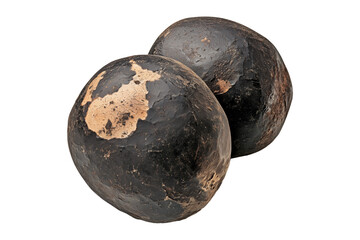 Fresh black Norcia truffles isolated on white transparent background, great for culinary and gourmet themes.