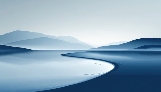 Serene Blue Mountainscape Water Inlet Scene