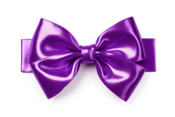 purple neon foil bow decoration holiday isolated on white
