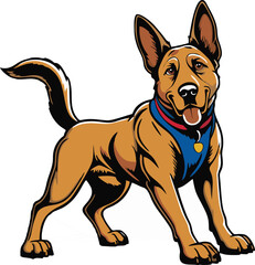 Belgian Malinois dog mascot logo design concept vector illustration white background