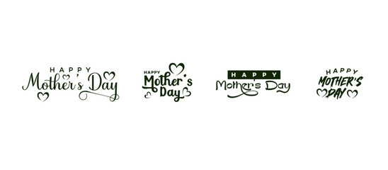 Happy Mothers Day Typography Collection  Calligraphy Holiday Set