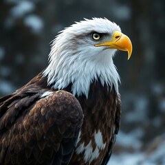 Obraz premium Majestic Bald Eagle Portrait: A symbol of freedom and power, this stunning image captures the eagle's intense gaze and intricate plumage.