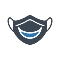 Face mask icon. Face covering. Washable and reusable face mask icon