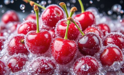 Fresh cherries in sparkling water.