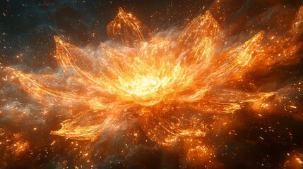 Fiery Lotus Bloom in Cosmic Space