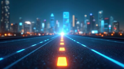 Obraz premium Strategic vision for business growth along urban roads night cityscape digital imagery futuristic environment