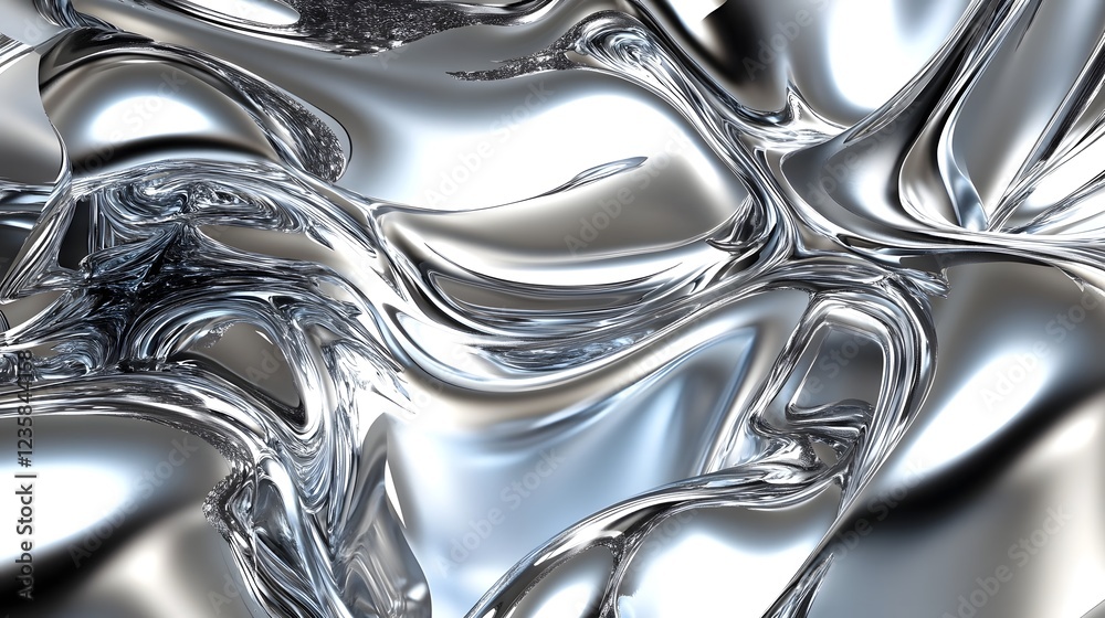 Leinwandbilder captivating abstract composition featuring metallic fluid waves swirls and dynamic movements shiny