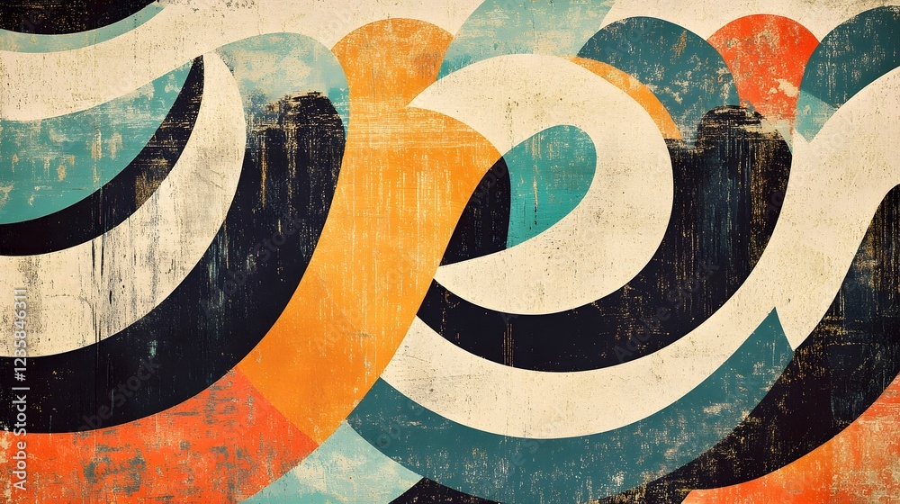 Leinwandbilder captivating geometric abstraction with flowing vintage hues and symmetrical patterns