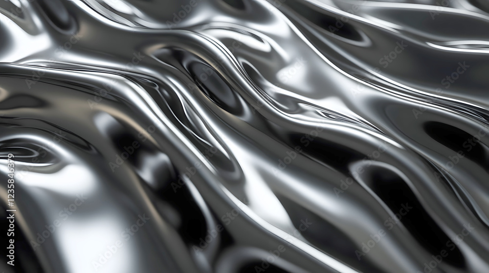 Fototapete Captivating Metallic Abstract with Mesmerizing Swirling Patterns and Undulating Curves  Vibrant dynamic and visually striking this image showcases a fluid three dimensional composition of glossy