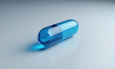 A vibrant blue capsule on a surface
