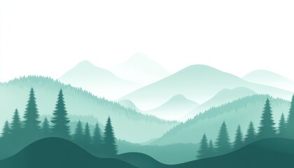 Fototapeta premium Serene Mountain Landscape With Evergreen Trees