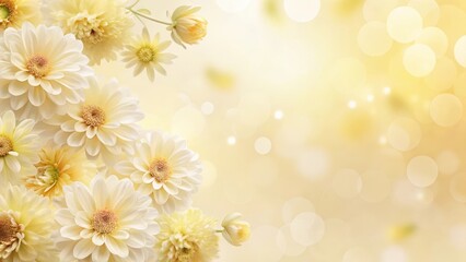 Pastel Yellow Background with Soft Focus Flowers , decor, blue, decor, blue