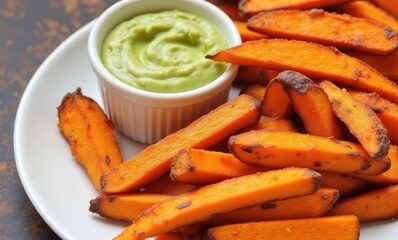 Delicious sweet potato fries with dip