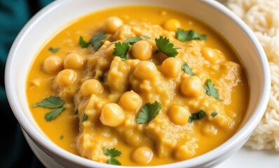Delicious creamy chickpea curry bowl