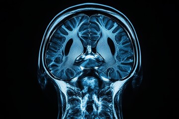 Detailed view of a human brain scan showcasing cerebral structures and anatomy in a medical context