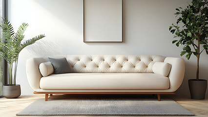 Elegant and modern living room design in white tones.