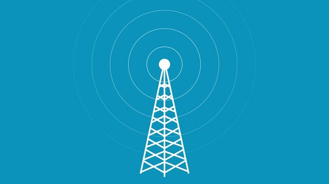 Global networking tower icon with radio wave, tower connective network and signal waves.