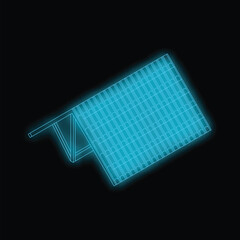 Neon glowing solar panel representing renewable energy and a sustainable future