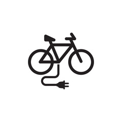 Electric bicycle icon with plug for eco friendly transportation and charging use