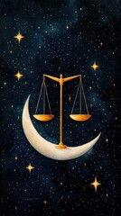 Naklejka premium Celestial libra balance artwork night sky digital cosmic environment artistic viewpoint zodiac concept