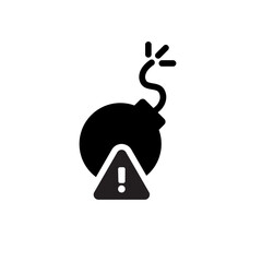 Risk management icon with bomb and exclamation mark for danger and precaution planning use