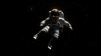 An astronaut floating in the endless void of space