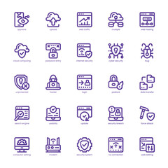 Web Security Icon pack for your website, mobile, presentation, and logo design. Web Security Icon basic line gradient design. Vector graphics illustration and editable stroke.