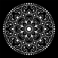 Circular pattern in form of mandala with flower for Henna, Mehndi, tattoo, decoration. Decorative ornament in ethnic oriental style. Outline doodle hand draw vector illustration.