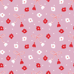 Martisor seamless pattern for March 1st day of spring. Print for paper, textile and fabric. Perfect surface design.