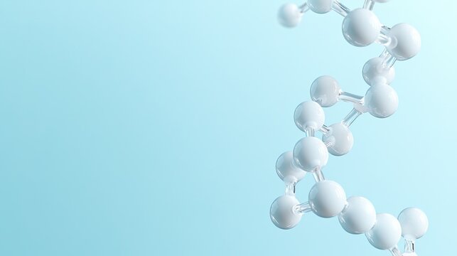 conceptual illustration of synthetic protein structure floating in neutral well-lit background clean and professional