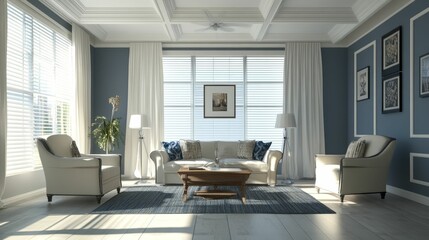 Serene living room sunlight bright airy calm