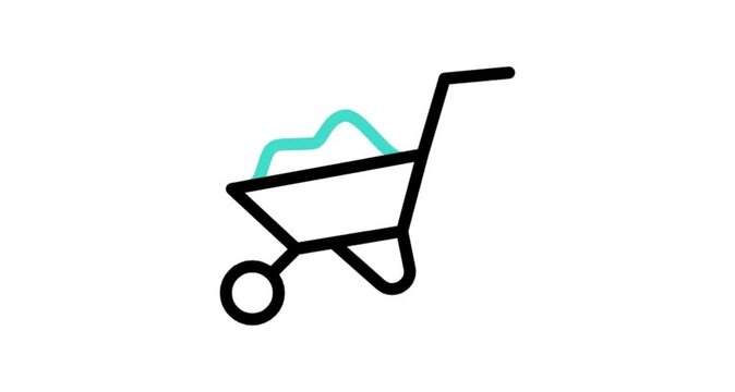 baby, wheelbarrow, carriage, stroller, pram, child, isolated, wheel, gardening, cart, tool, perambulator, vector, illustration, icon, garden, vintage, kid, construction, newborn, barrow, white, buggy