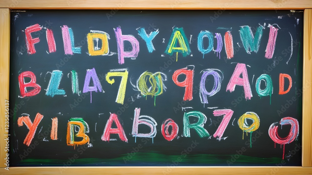 Poster colorful chalkboard with fun playful typography message creative school or classroom background with