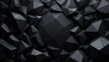Fototapeta premium Abstract Black Geometric Shapes Composition with Dynamic Faceted Surface