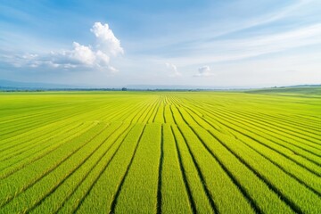 aerial view of indonesia rice fields with vibrant green terraces beautifully arranged