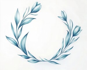 Obraz premium Delicate blue floral wreath design, perfect for invitations and artistic backgrounds, showcasing nature's graceful beauty. for wedding card