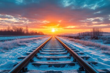Fototapeta premium railway at sunset